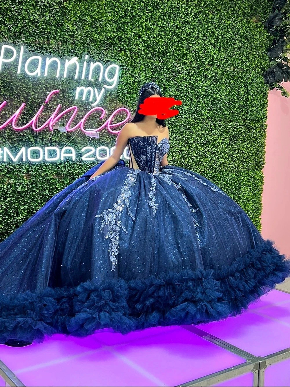 Moda 2000 Blue & White Floral Ball Gown